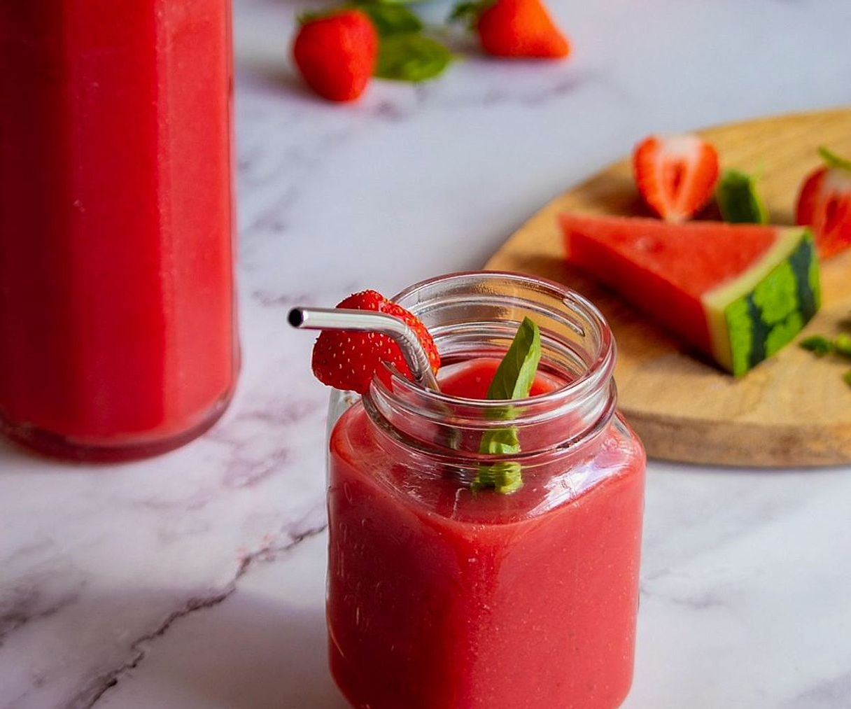 Hands expertly blending nutritious fruits and vegetables